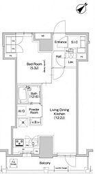 プラウドフラット東神田 1LDKの間取図画像