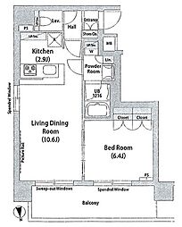 WorldResidence大手町 1LDKの間取図画像