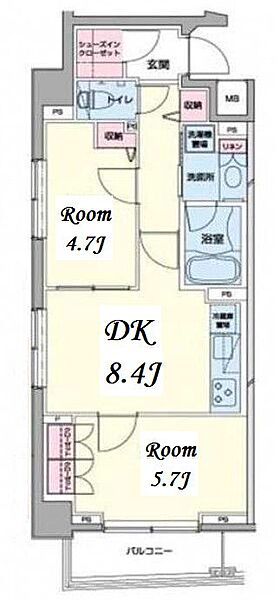 プライムアーバン日本橋浜町 1401｜東京都中央区日本橋浜町２丁目(賃貸マンション2DK・14階・49.39㎡)の写真 その2