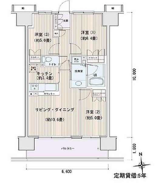 エスティメゾン豊洲レジデンス B1412｜東京都江東区豊洲３丁目(賃貸マンション3LDK・14階・66.00㎡)の写真 その2