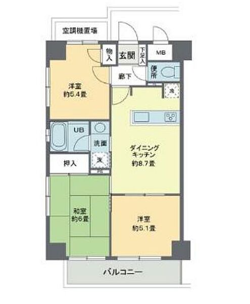 リヴィエルバーグ西大島 407｜東京都江東区大島１丁目(賃貸マンション3DK・4階・53.65㎡)の写真 その2