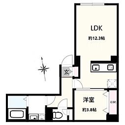 クリアル新富町（CREAL新富町） 4階1LDKの間取り