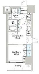 バウスフラッツ日本橋馬喰町 1DKの間取図画像