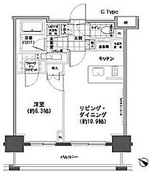 パークハビオ人形町 1LDKの間取図画像
