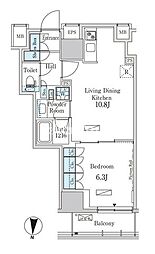 ParkAxis菊川StationEast 1LDKの間取図画像