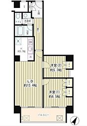 リバー&タワー 2LDKの間取図画像