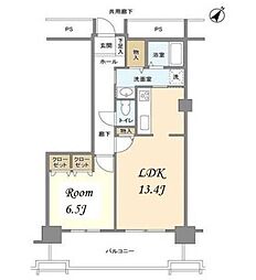トルナーレ日本橋浜町トルナーレタワー 1LDKの間取図画像