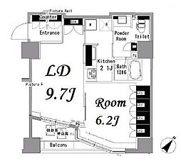 パークアクシス日本橋浜町 1LDKの間取図画像
