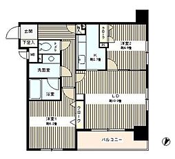 コンフィール日本橋アクアシティ 2LDKの間取図画像