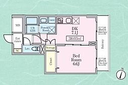 THEROOM 1DKの間取図画像