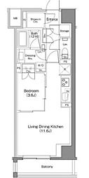 ザ・パークハビオ日本橋馬喰町 1LDKの間取図画像