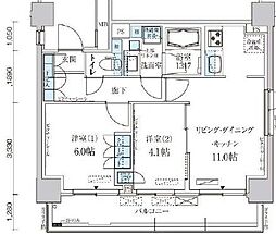 パークアクシス菊川ステーションゲート 1LDKの間取図画像