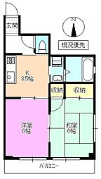 マンションアンビ 2Kの間取図画像