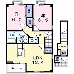 リュミエールA 2LDKの間取図画像