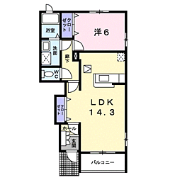 シーザース・パレス・ツバサB 1LDKの間取図画像