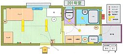 グリーンウエスト ワンルームの間取図画像