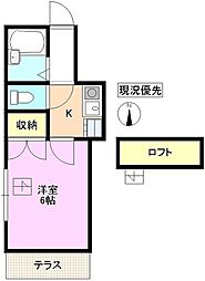 メープル上田2 1Kの間取図画像