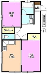 chocolat 2DKの間取図画像