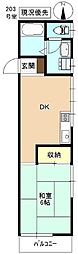 ハイツとみ 2Kの間取図画像