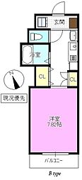 実のりビル 1Kの間取図画像