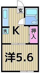 コーポ四季 1階1Kの間取り