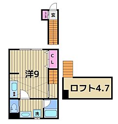 ハピネス3 1Kの間取図画像