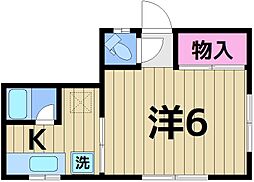 栗原荘 1Kの間取図画像