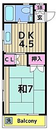 足立光コーポ 1DKの間取図画像