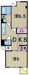 パール仲町マンション 2DKの間取図画像