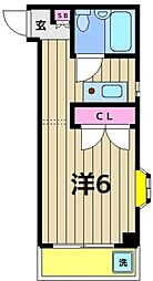パークヒルズ竹ノ塚 1Kの間取図画像