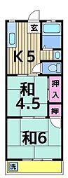 上原コーポ 2Kの間取図画像