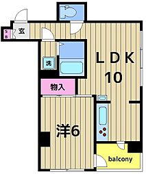 ヒルズ西竹の塚 1LDKの間取図画像