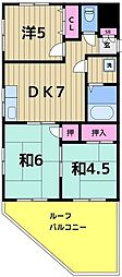 ゴールドマンション 3DKの間取図画像