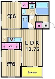 ラフェリーチェ 2LDKの間取図画像