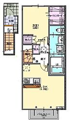 パークハウス　A・B棟 2階1LDKの間取り