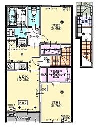 リーベ 2LDKの間取図画像