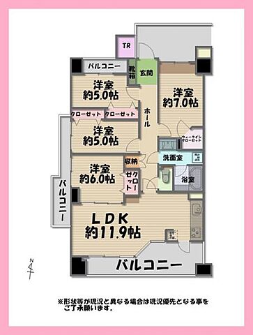 間取り Dレスティアブランオーブ新田東 4階/-