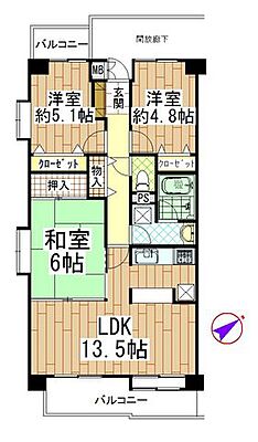 間取り ロイヤルパレス泉中央ＩＩＩ 3階/-