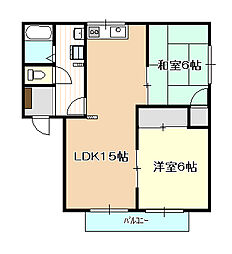 JR瀬戸大橋線 備中箕島駅 徒歩20分の賃貸アパート 2階2LDKの間取り