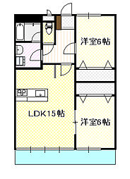 パルフォース 2LDKの間取図画像