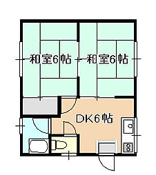西田コーポ 2DKの間取図画像