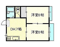 タウニィ浜野 2DKの間取図画像