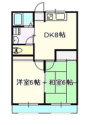 レッドホーメストB 2DKの間取図画像