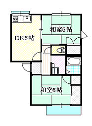 フレグランス白砂 2DKの間取図画像