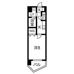 THE BAY FLAT 10階1Kの間取り