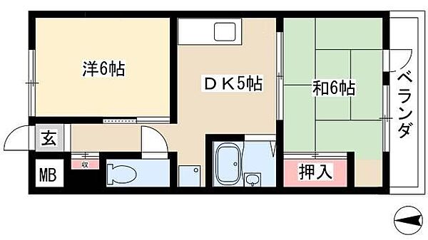 ベルカーサ戸田 ｜愛知県名古屋市中川区戸田3丁目(賃貸マンション2DK・4階・33.37㎡)の写真 その2