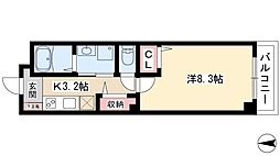 クレア本陣 3階1Kの間取り