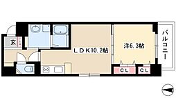 ラトレ白鳥 1階1LDKの間取り