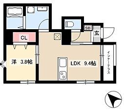 リーブルファイン江松 1LDKの間取図画像