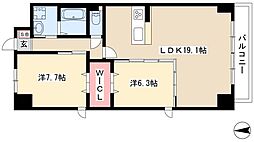 オルソパール伝馬 11階2LDKの間取り